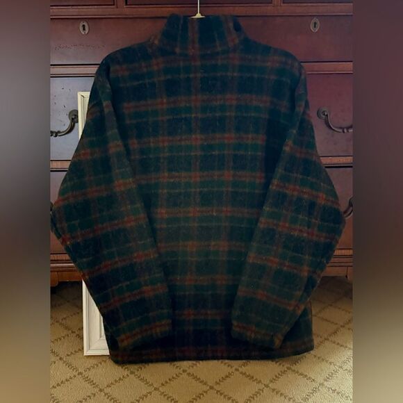 Woolrich Original outerwear wool plaid with green 1/2 zip L - Picture 2 of 10